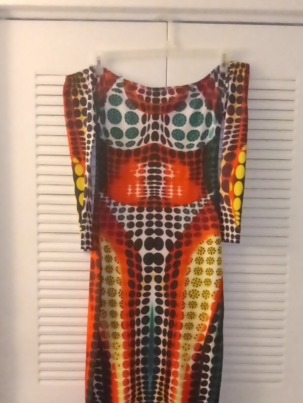 Vibrant Multi-Color Printed Long Sleeve Off the Shoulders Bodycon Dress